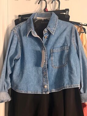 Zara Classic Light Wash crop Denim shacket - Light Blue NWT